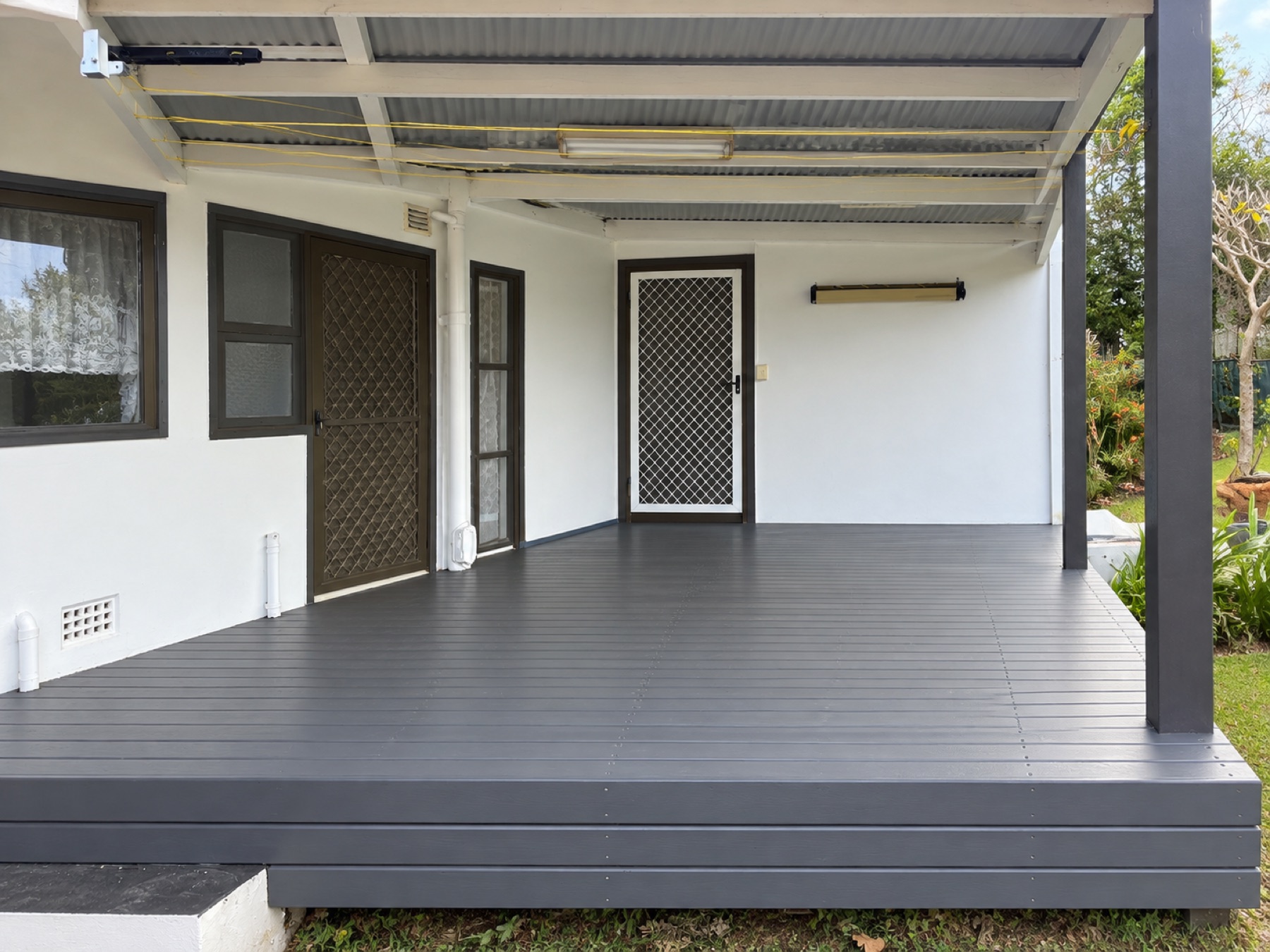 Finished covered deck renovation